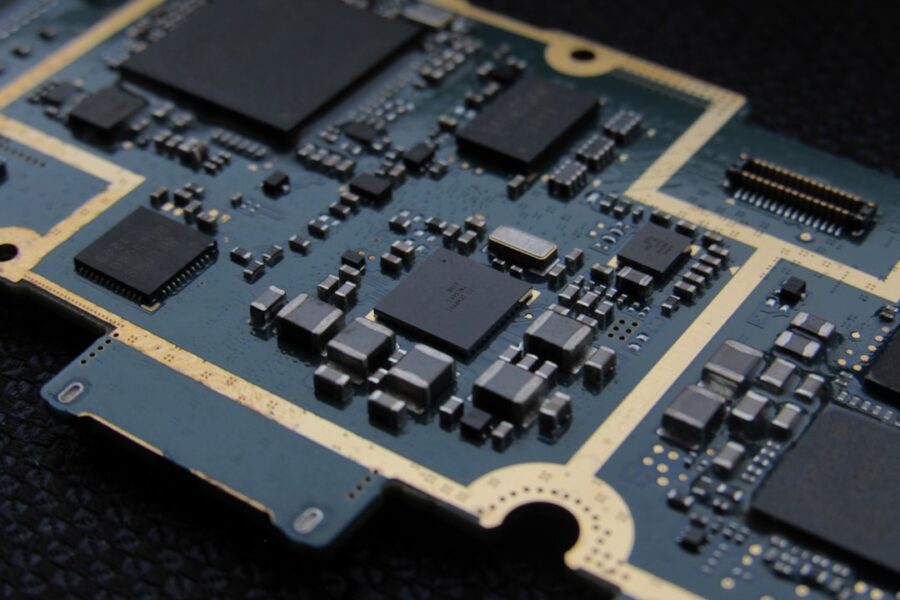 A close up of a computer motherboard