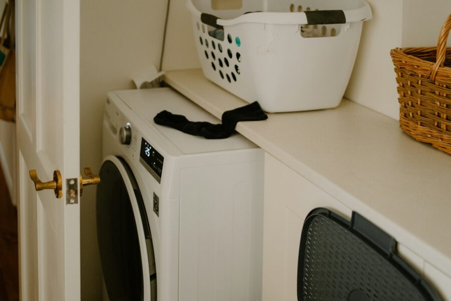 Laundry basket washing machine folded clothes