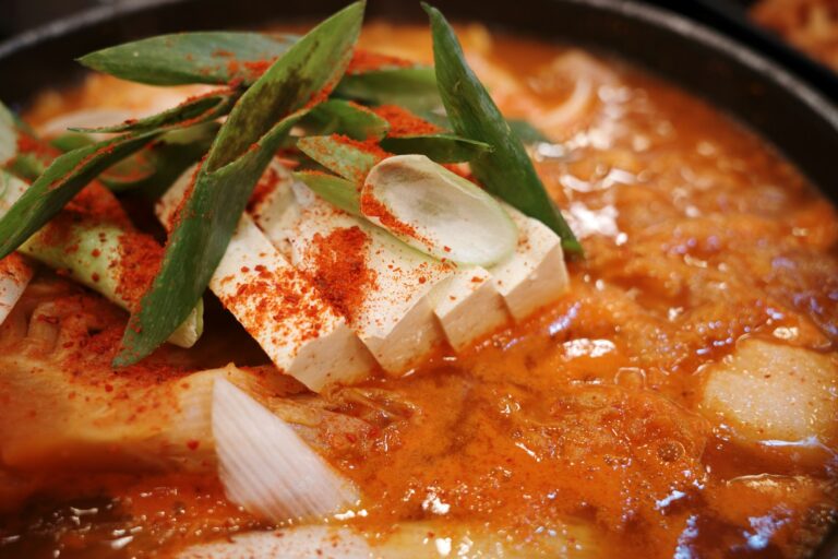 Lentil stew cast iron pot miso soup tofu