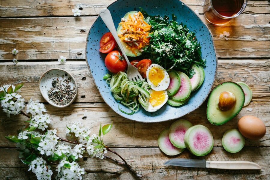 High fiber vegetarian meal plate vegetables