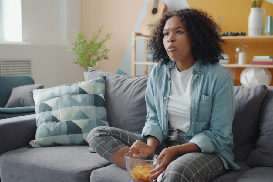 Woman checking blood pressure home