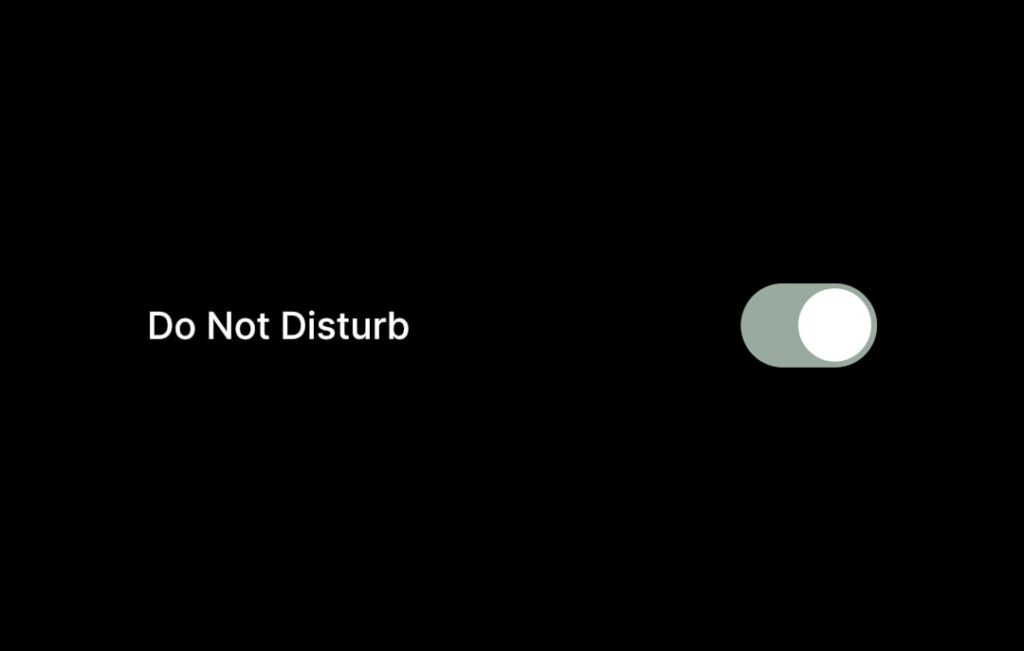 Do not disturb toggle switch on black background