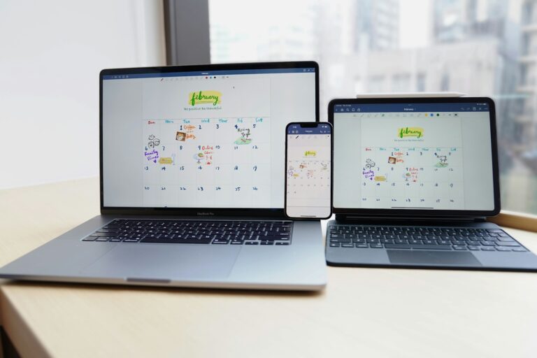 Family shared calendar laptop table