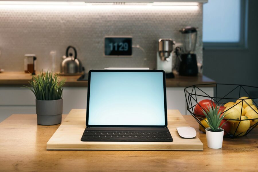 Smart speaker kitchen counter notebook