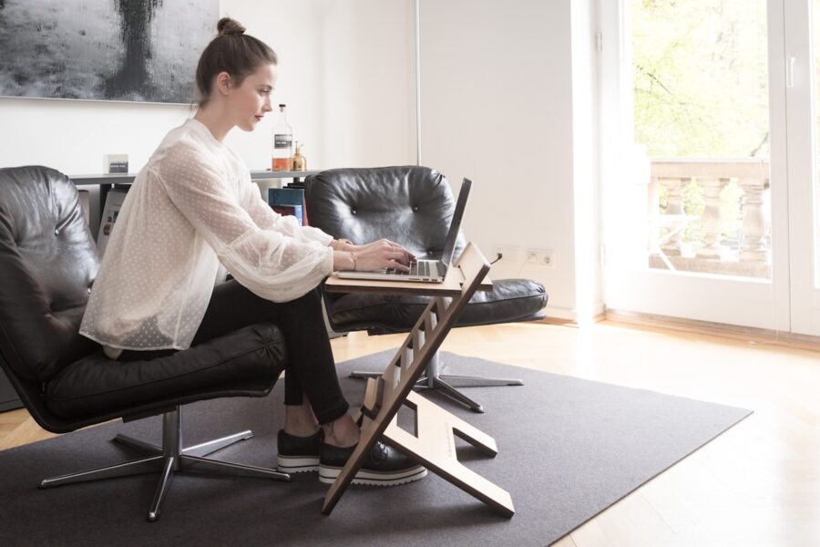 Office worker home workout bodyweight exercise mat