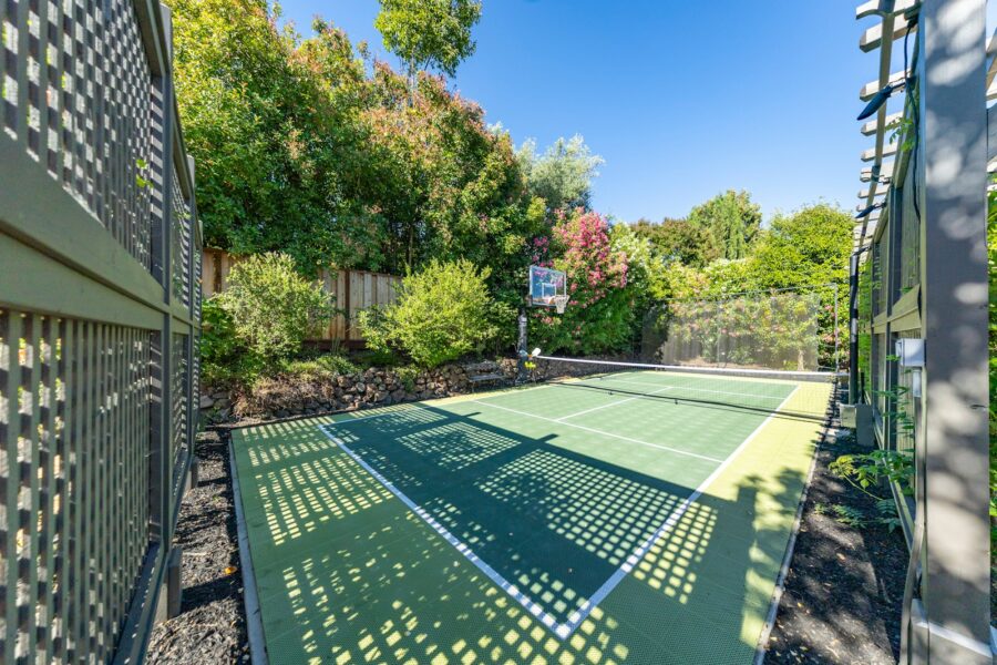 Pickleball seniors outdoor court paddles net