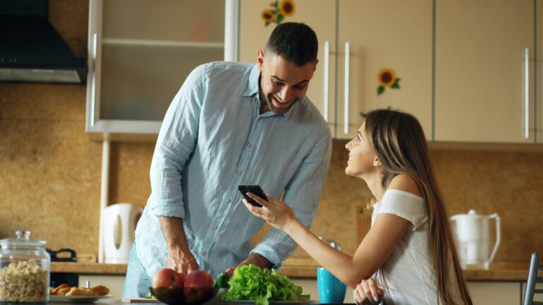 Smartphone checklist app kitchen counter