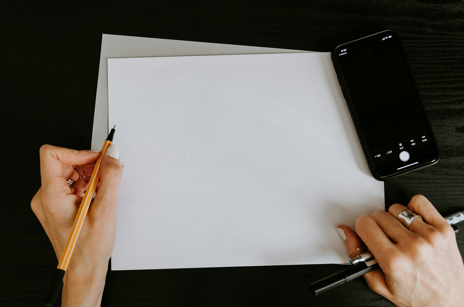 Smartphone document scanning hands paper