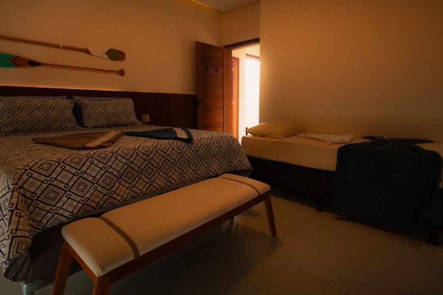 Asian homestay wooden house guest room