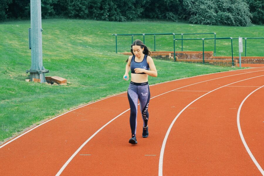 Sports water bottle running track