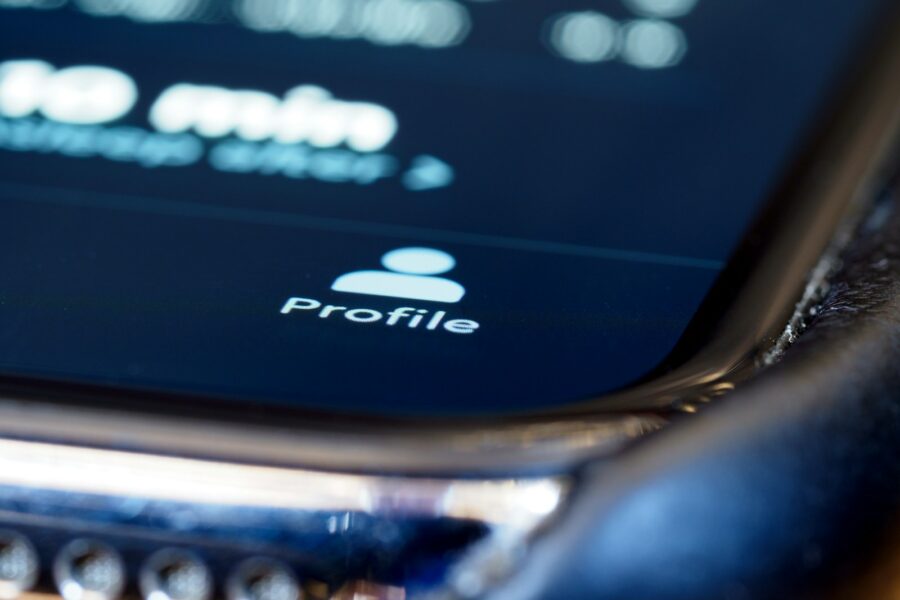 Smartphone biometric login screen closeup