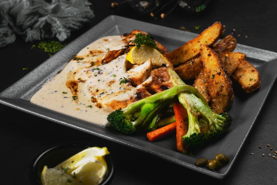 Sheet pan chicken potatoes broccoli roasted vegetables