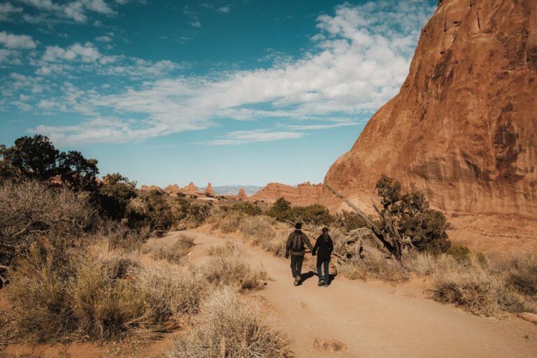 Family walking desert