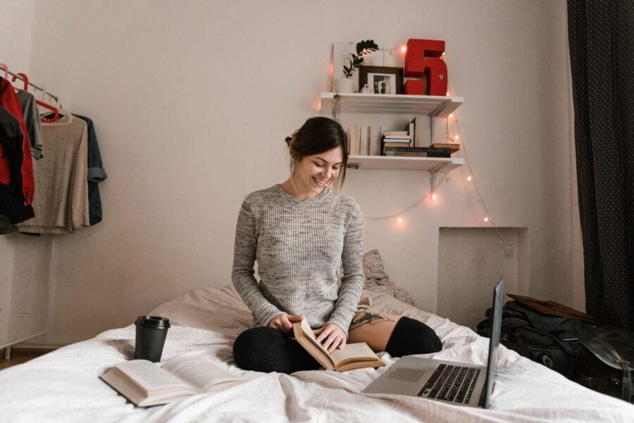 Person reading laptop