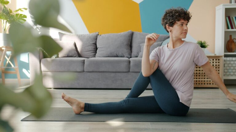 Woman stretching hips