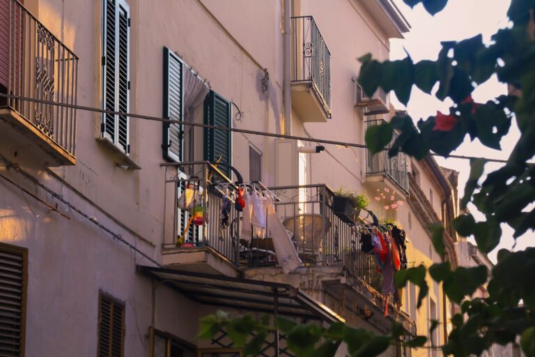 City balconies evening musicians neighbors