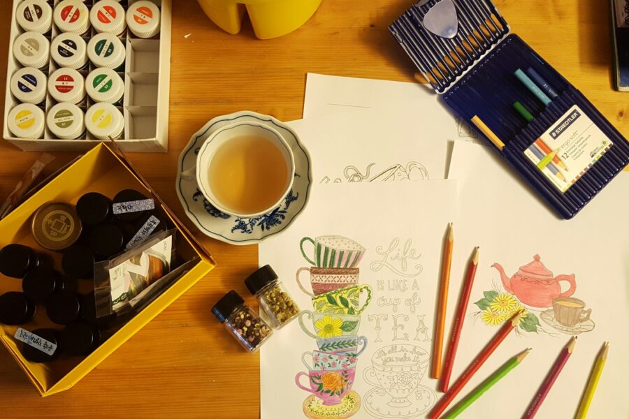 Cafe table sketchbook