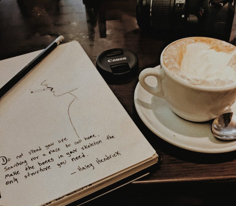 Cafe table sketchbook