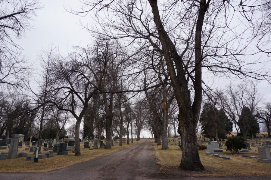 Historic cemetery gravestones