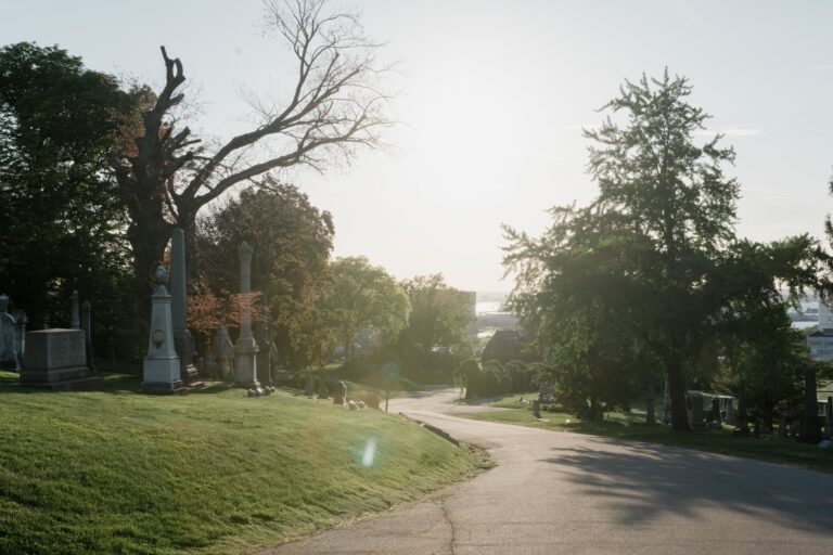 Historic cemetery gravestones