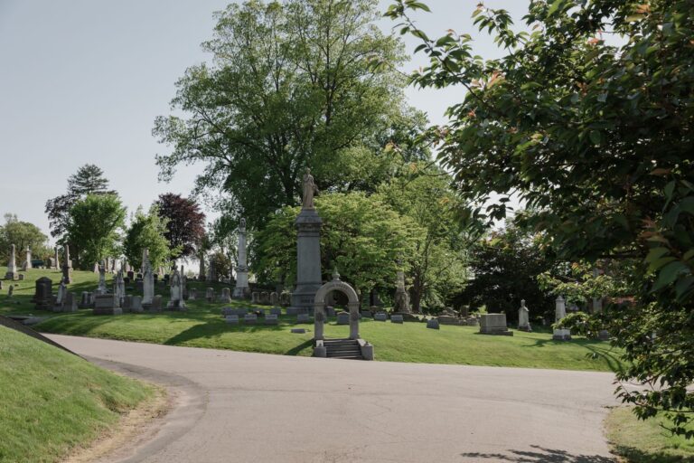 Historic cemetery gravestones