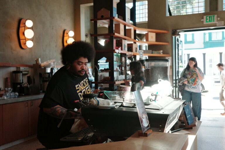 Barista making coffee