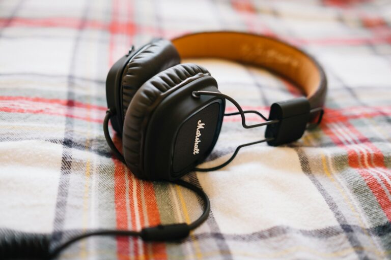Person listening headphones