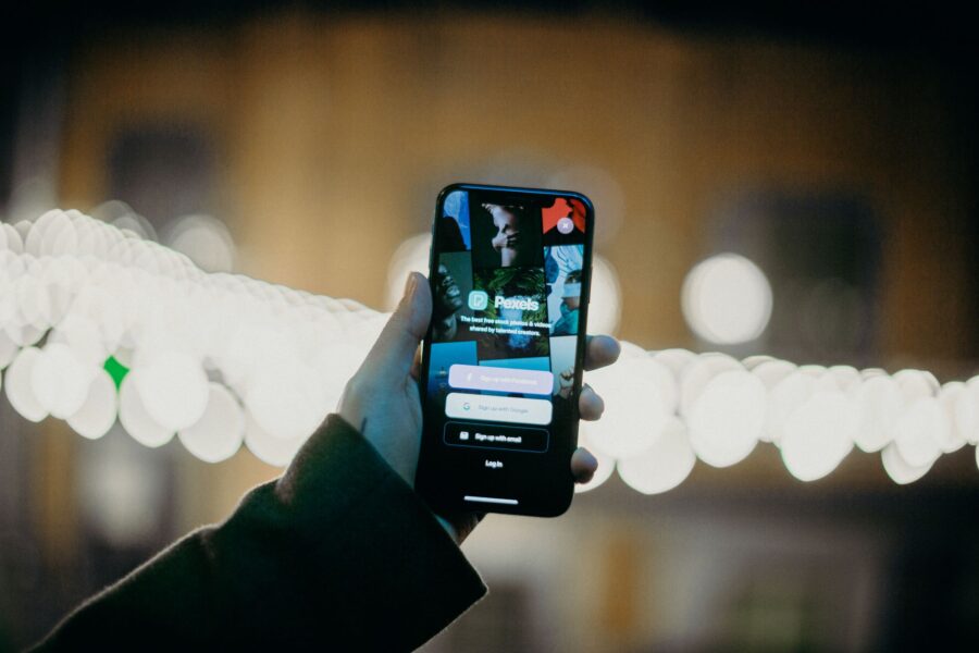 Hand holding smartphone
