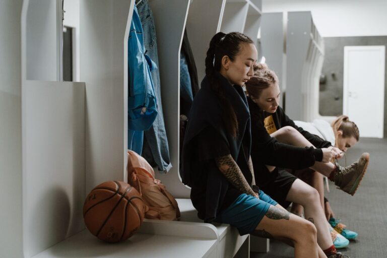 Basketball player stretching