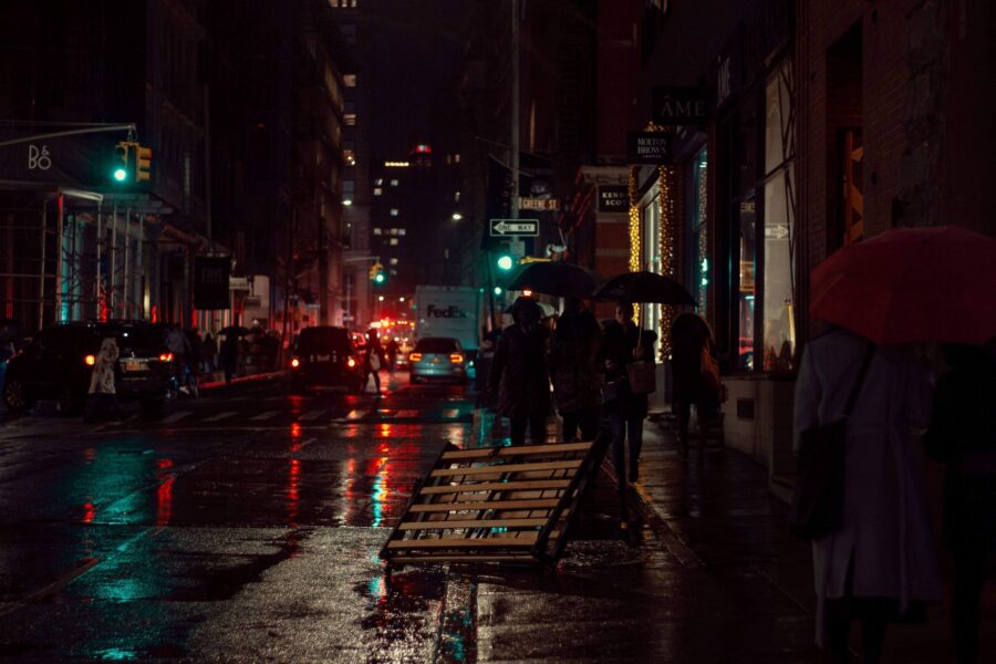 Rainy city street