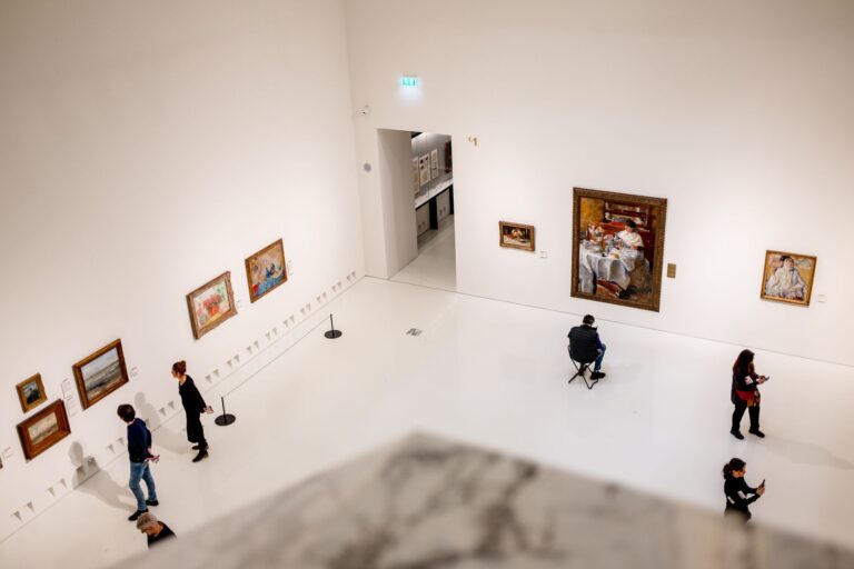 Museum interior people