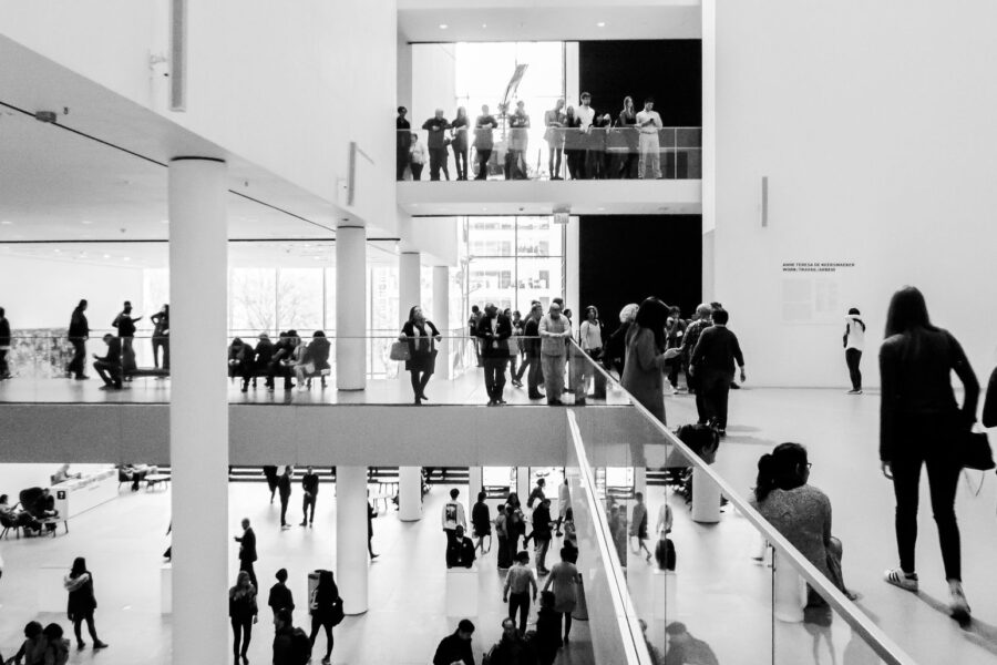 Museum interior people