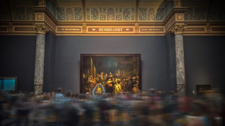 Museum interior people