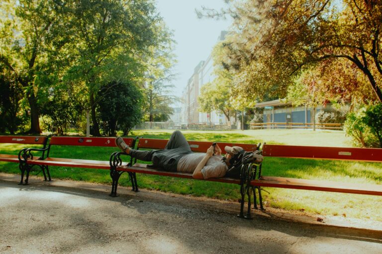 Runner stretching park