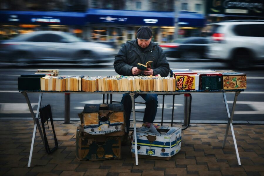 Person sketching city
