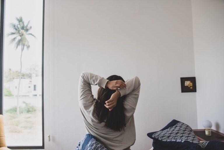 Person stretching window