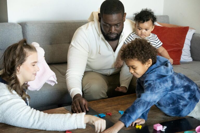 Parents children playing