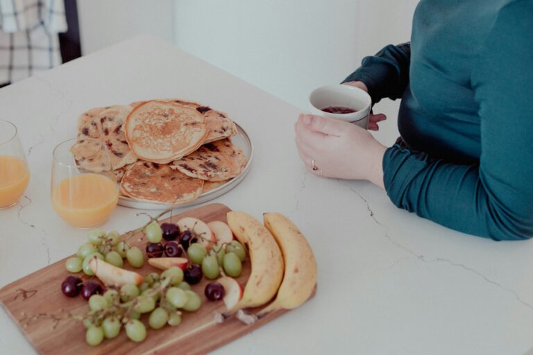 Family sitting breakfast