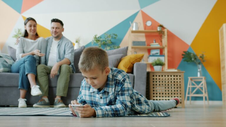 Parents kids tidying