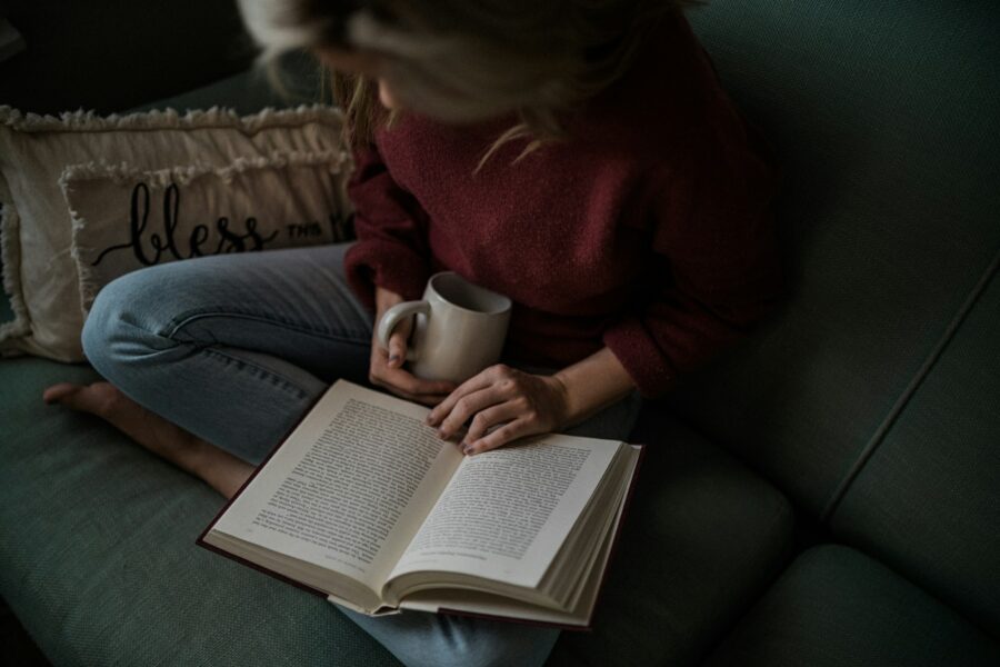 Woman reading book