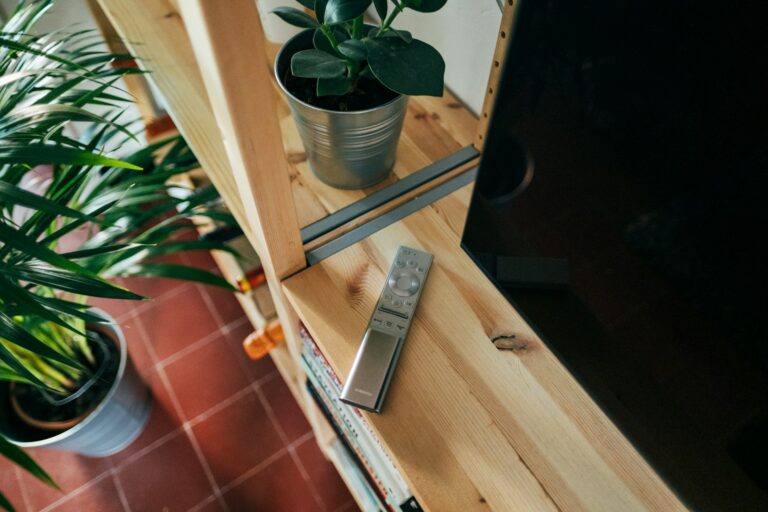 Modern wi-fi router living room shelf detail