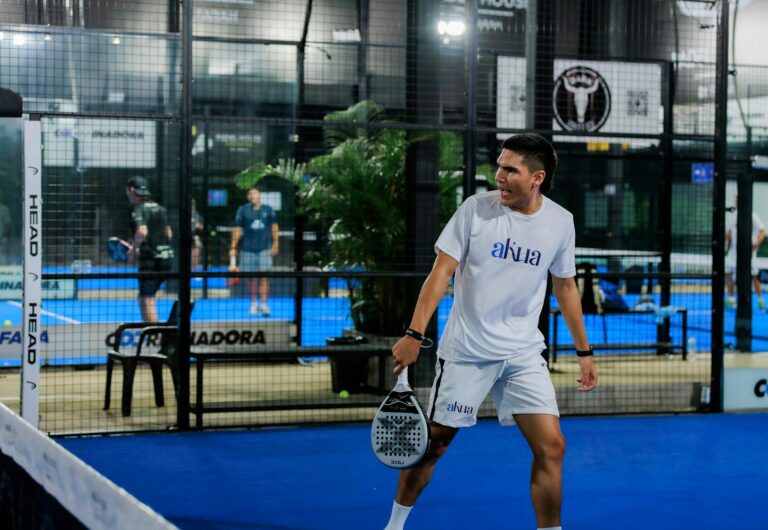 Outdoor padel court players action