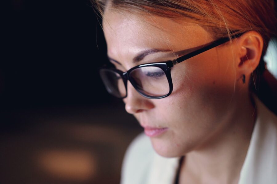 Woman computer glasses