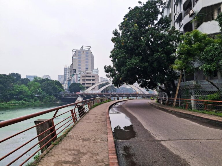Urban river walkway