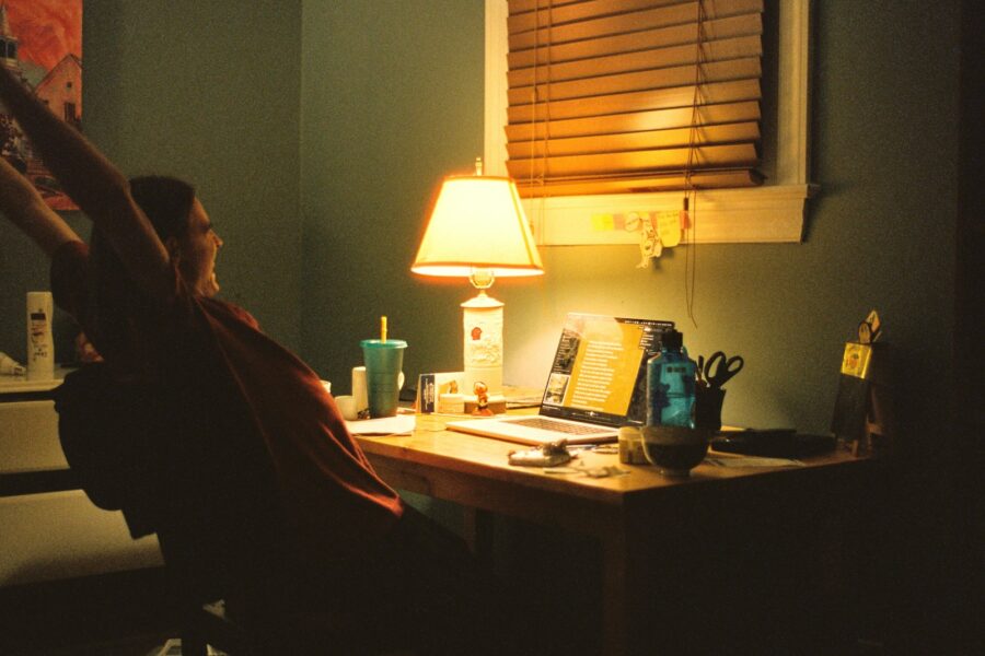 Woman sitting desk