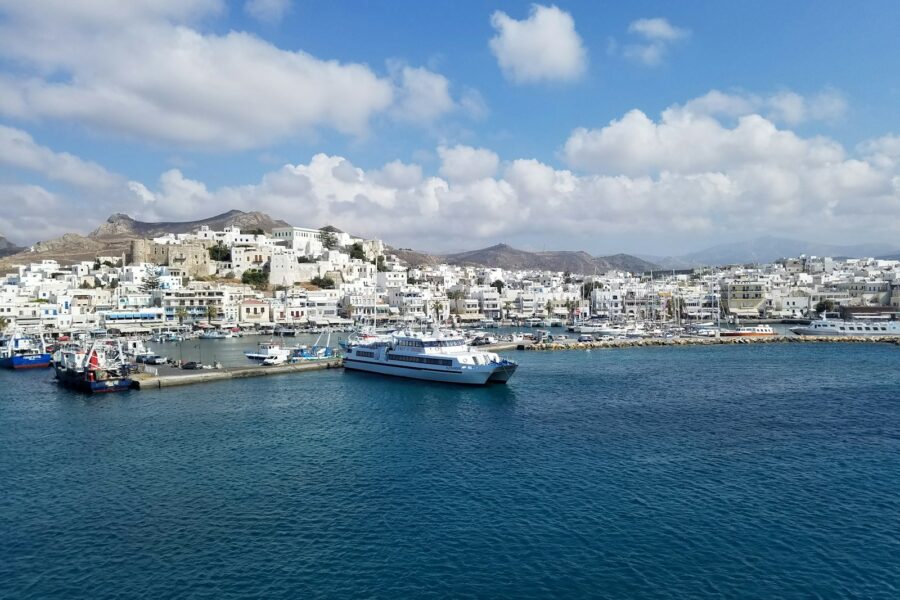Greek island harbor