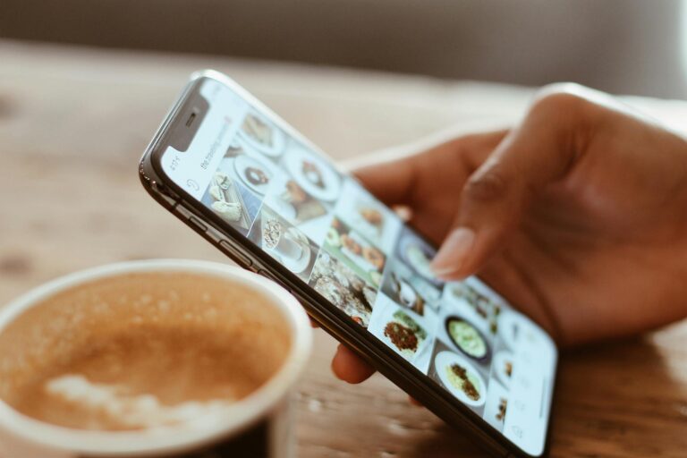 Social media photo grid screen smartphone privacy settings