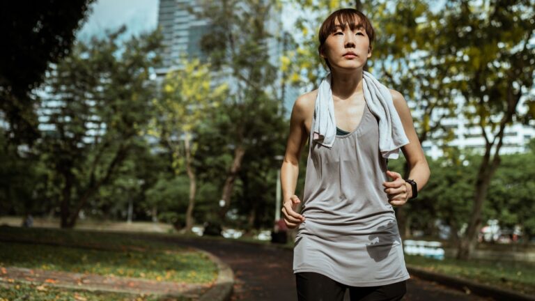 Woman jogging city
