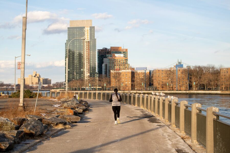 Woman jogging city