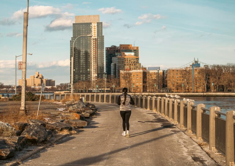 Woman jogging city
